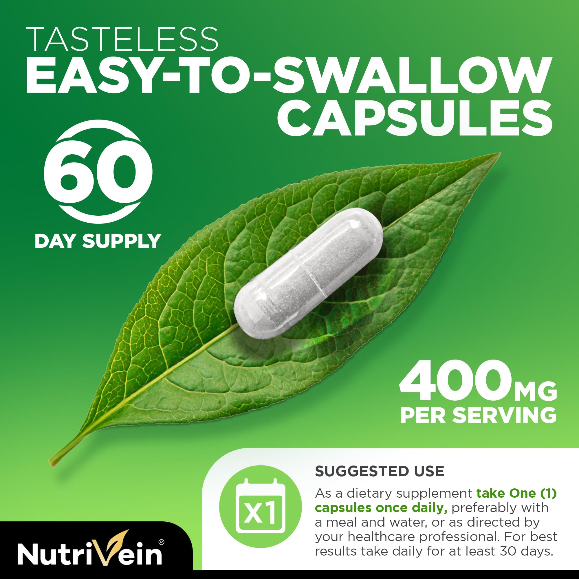 Nutrivein DIM highlights broccoli-equivalent 400mg daily content concept.