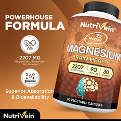 Nutrivein Magtein daily-dose scene with three capsules illustrating a simple routine.