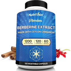 Nutrivein Premium Berberine 1200mg bottle for daily wellness