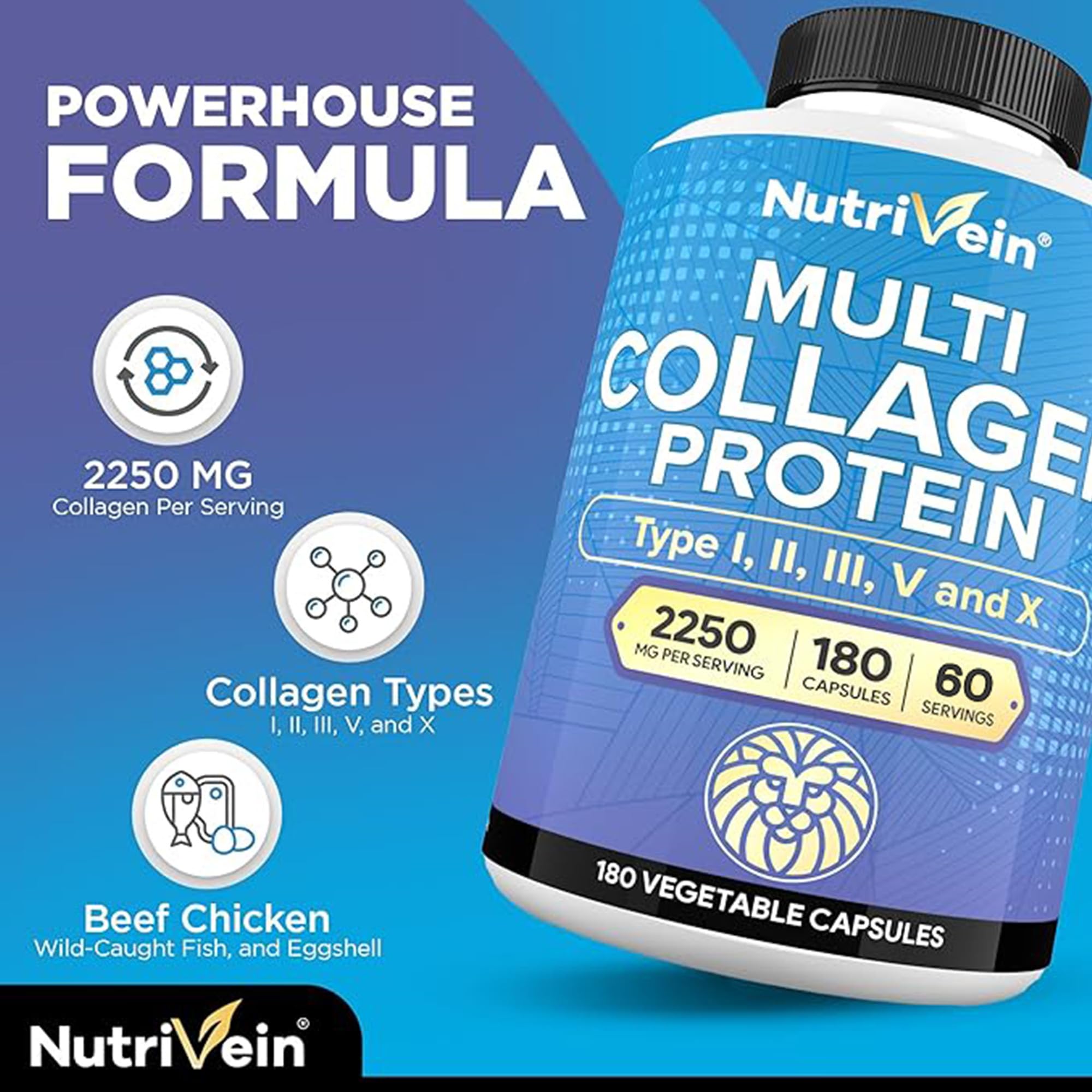 Nutrivein Premium Multi Collagen packaging closeup showing product quality.