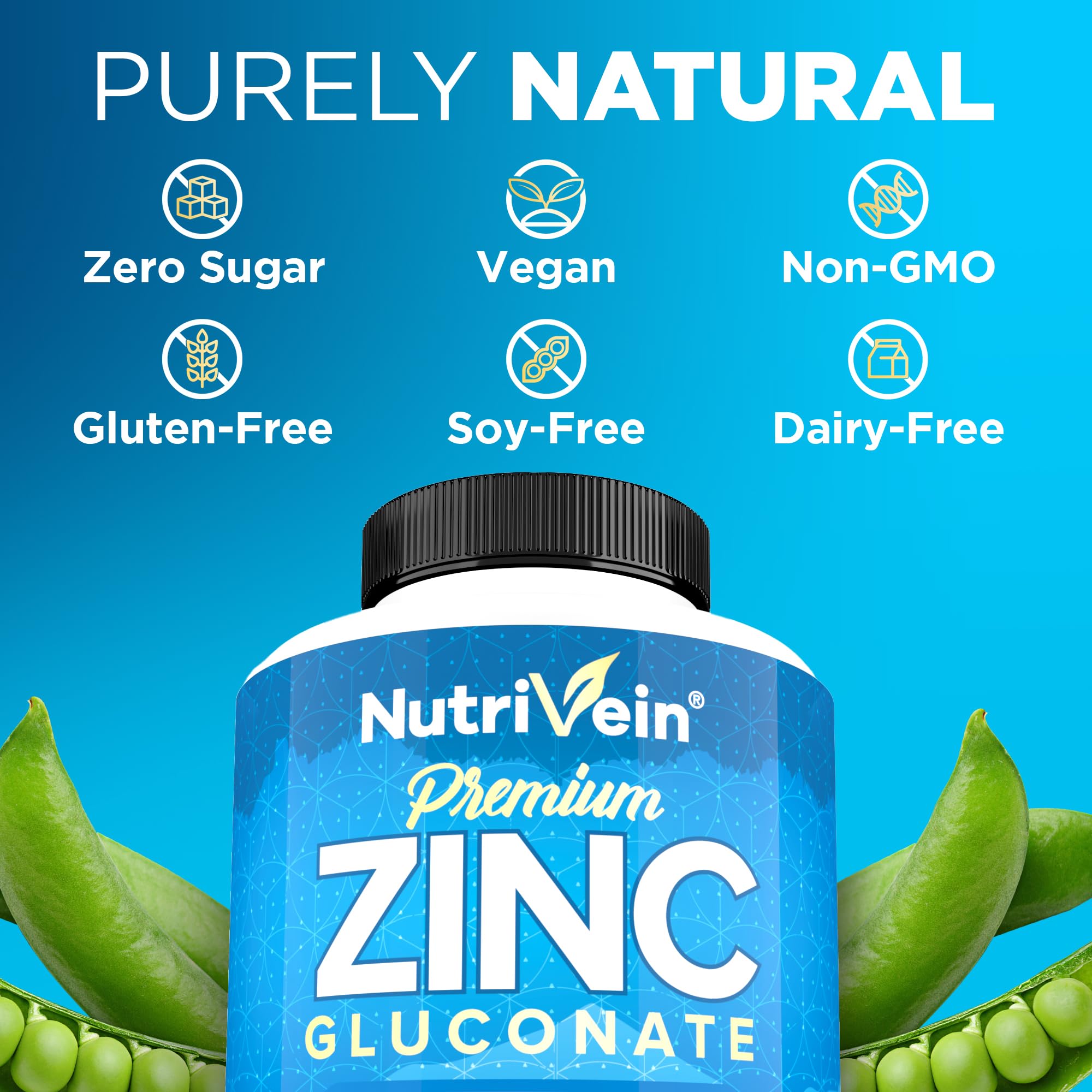 Nutrivein zinc gluconate 100mg bottle with vegan seal