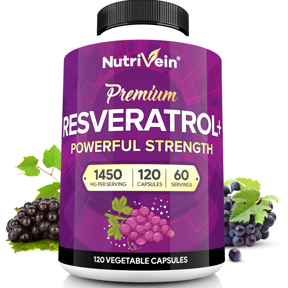 Nutrivein Resveratrol 1450mg bottle for daily vitality support