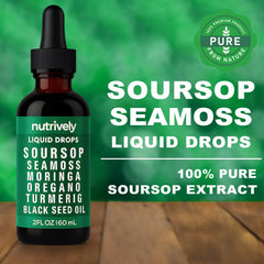 Nutrively Soursop Drops being poured for convenient daily use.