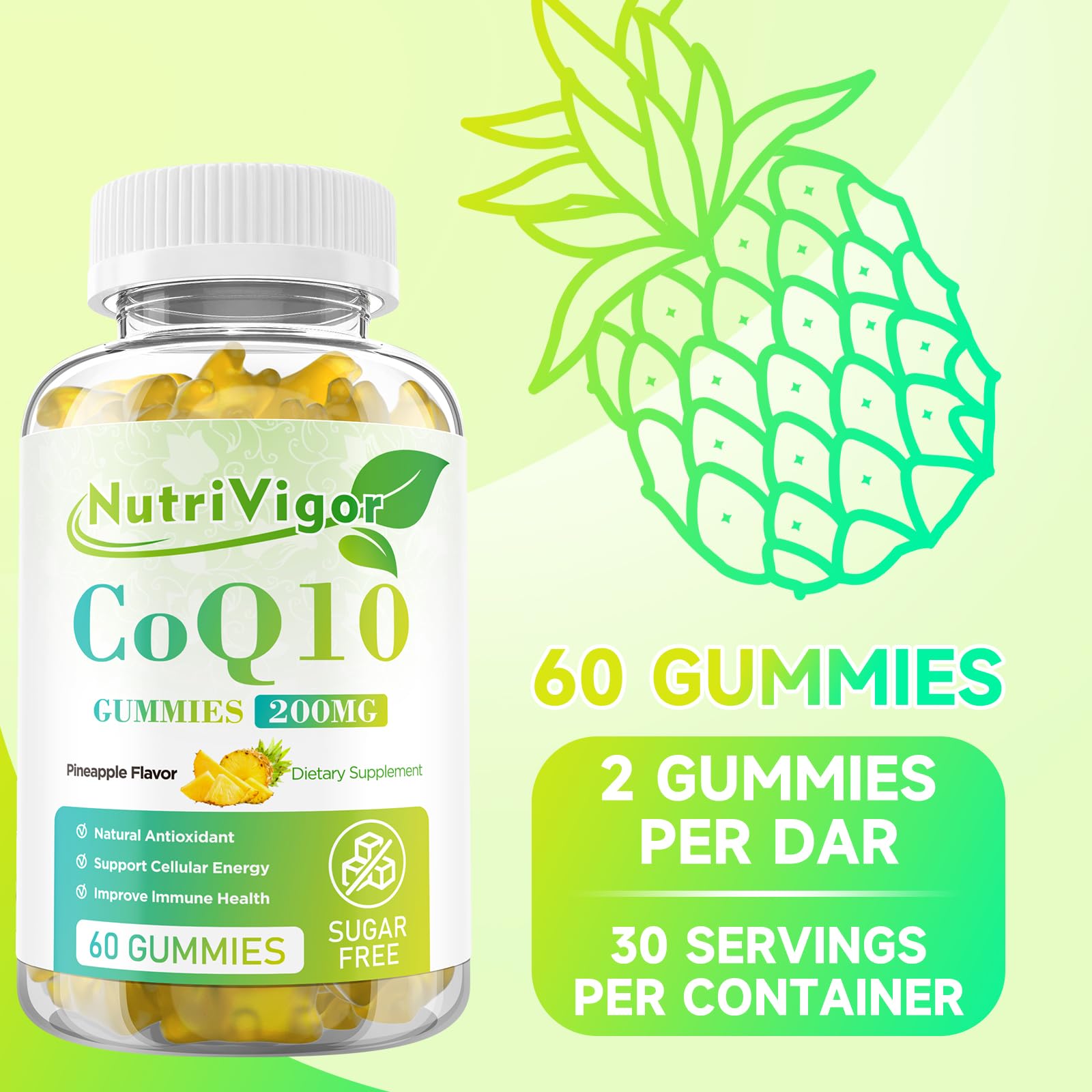 NutriVigor CoQ10 Gummies immune-support label