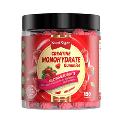 NutriVigor Creatine Gummies bottle for workout energy support.