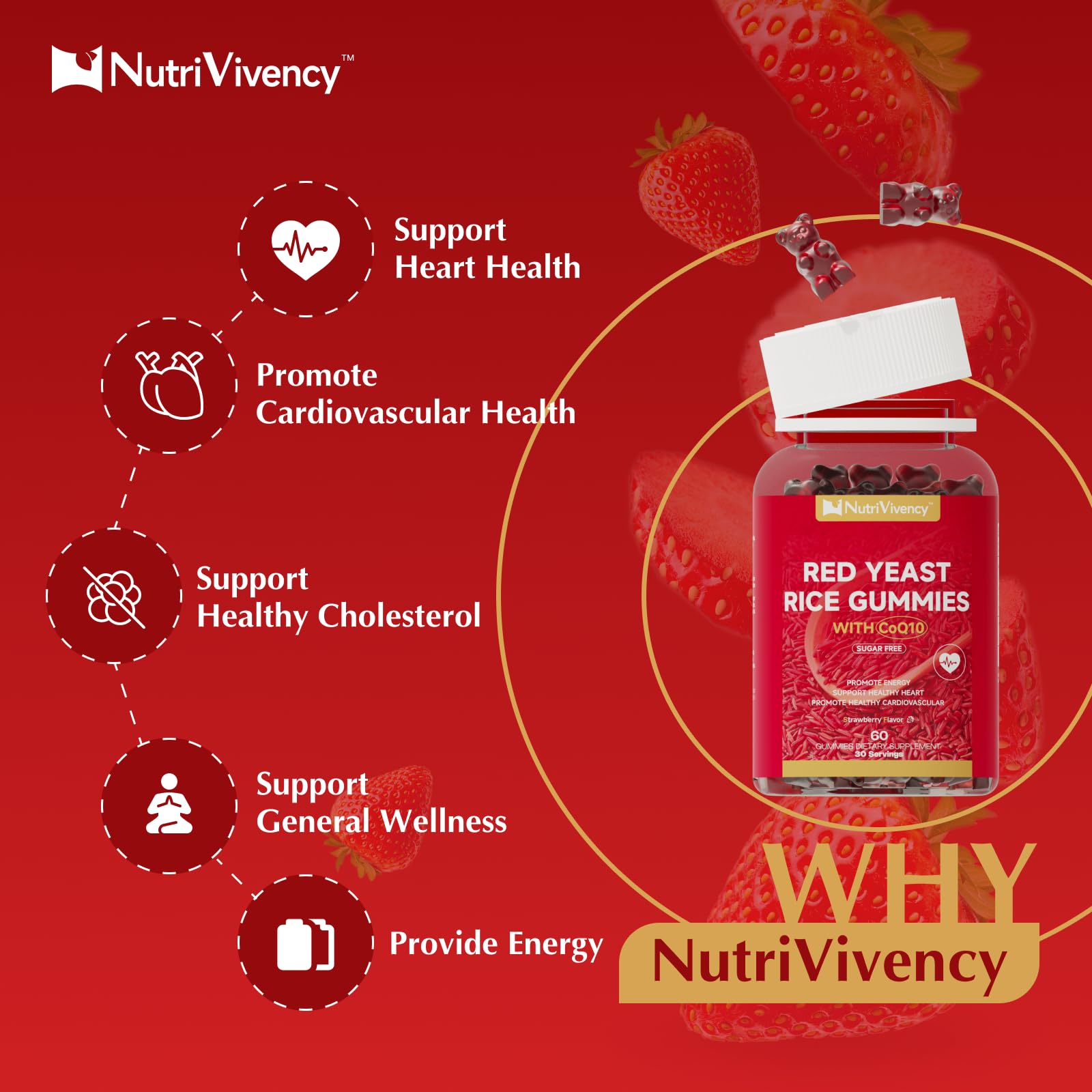 NutriVivency gummy strawberry flavor ready to enjoy on the go.