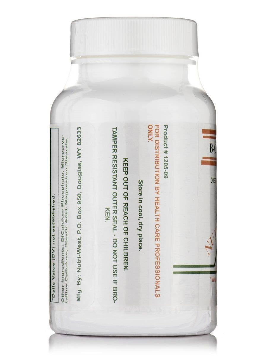 Nutri-West B-Complex tablets close-up showing vegetarian, easy-to-take formula.