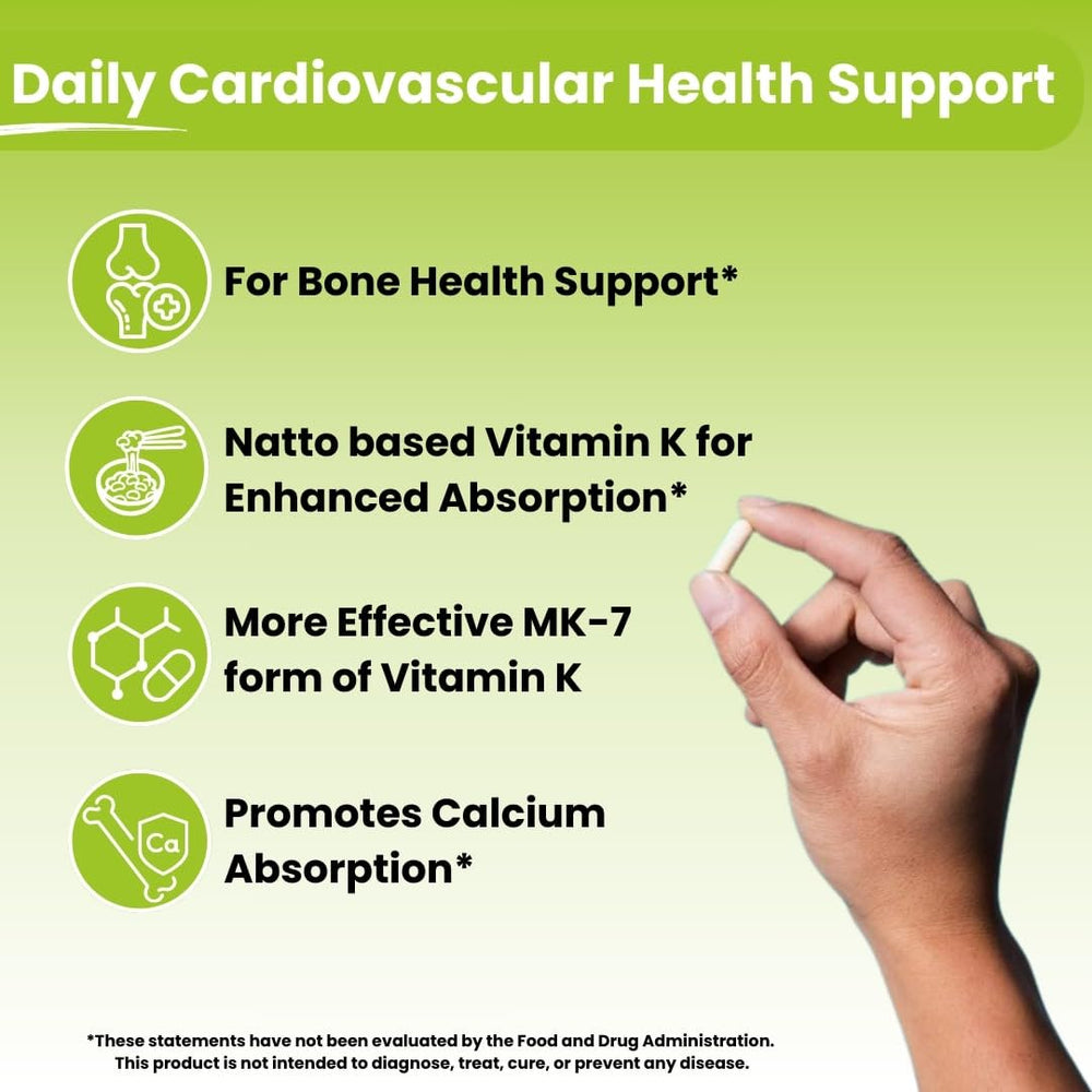 NutriZing K2 MK-7 dosage information, daily capsule guidance