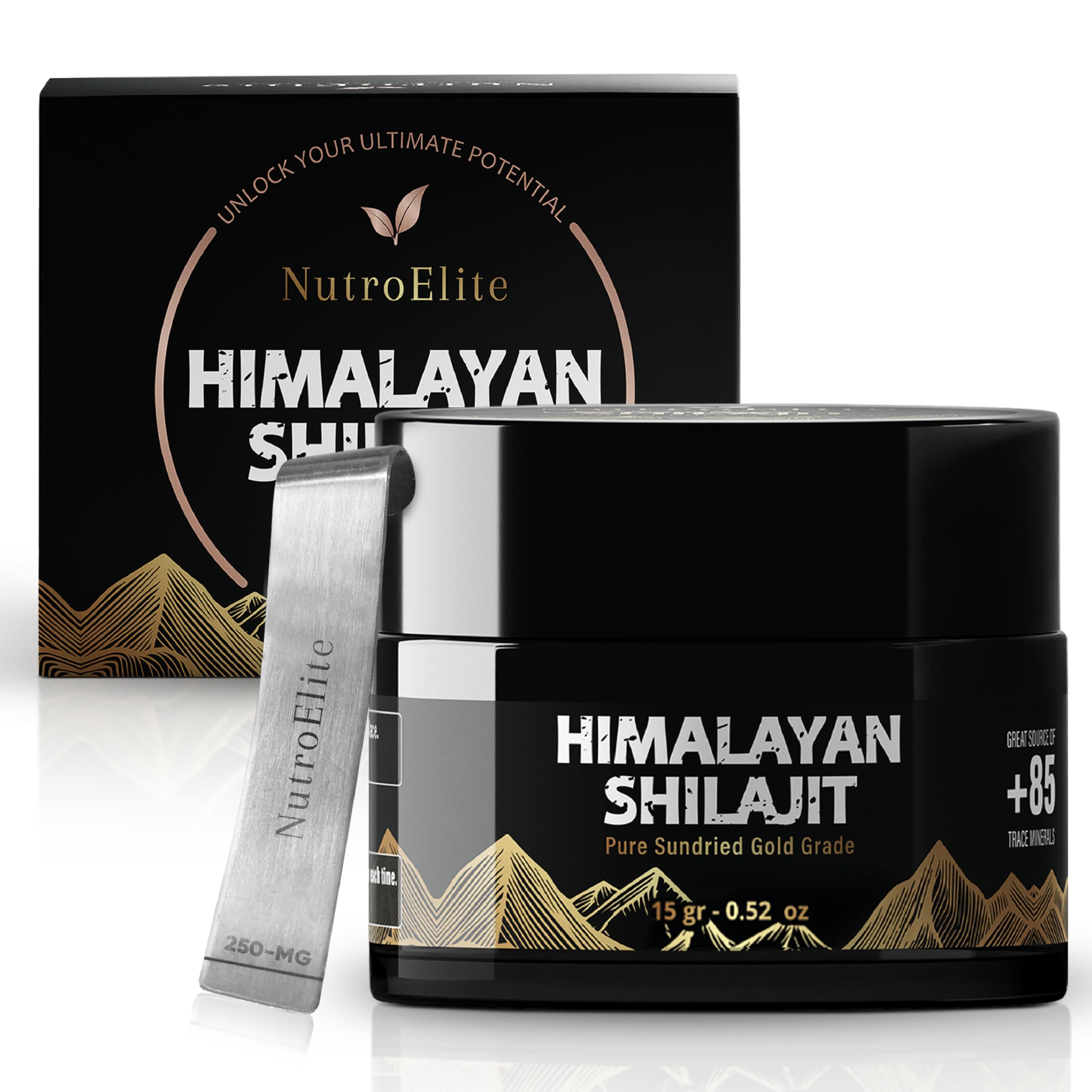 NutroElite shilajit resin jar for daily vitality.