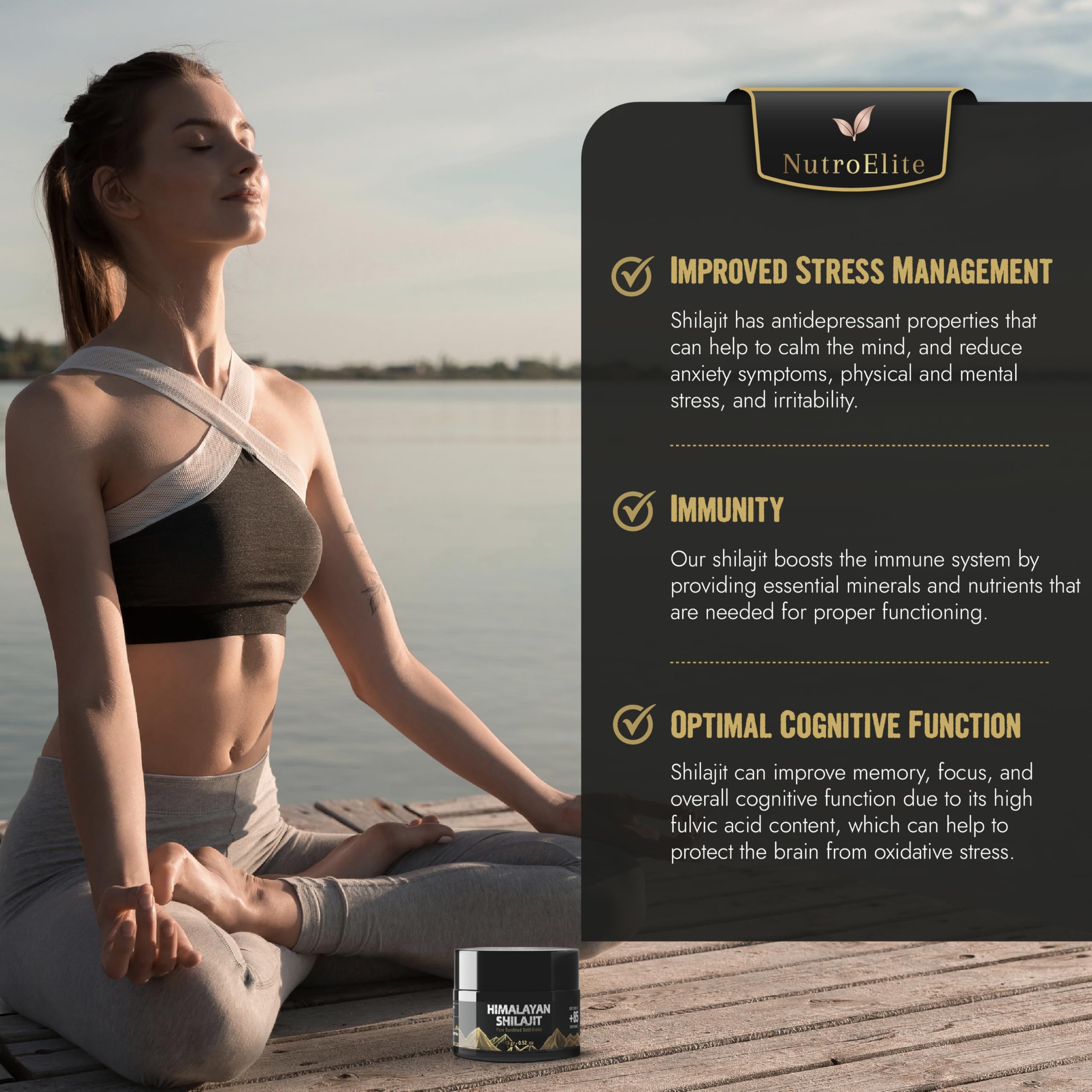 NutroElite shilajit resin closeup reveals mineral richness.