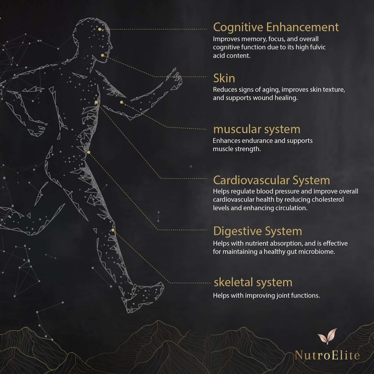 NutroElite shilajit resin label detail shows transparent sourcing.