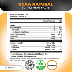 Nutrology BCAA Natural orange coconut serving scoop with 5 g BCAAs per serving