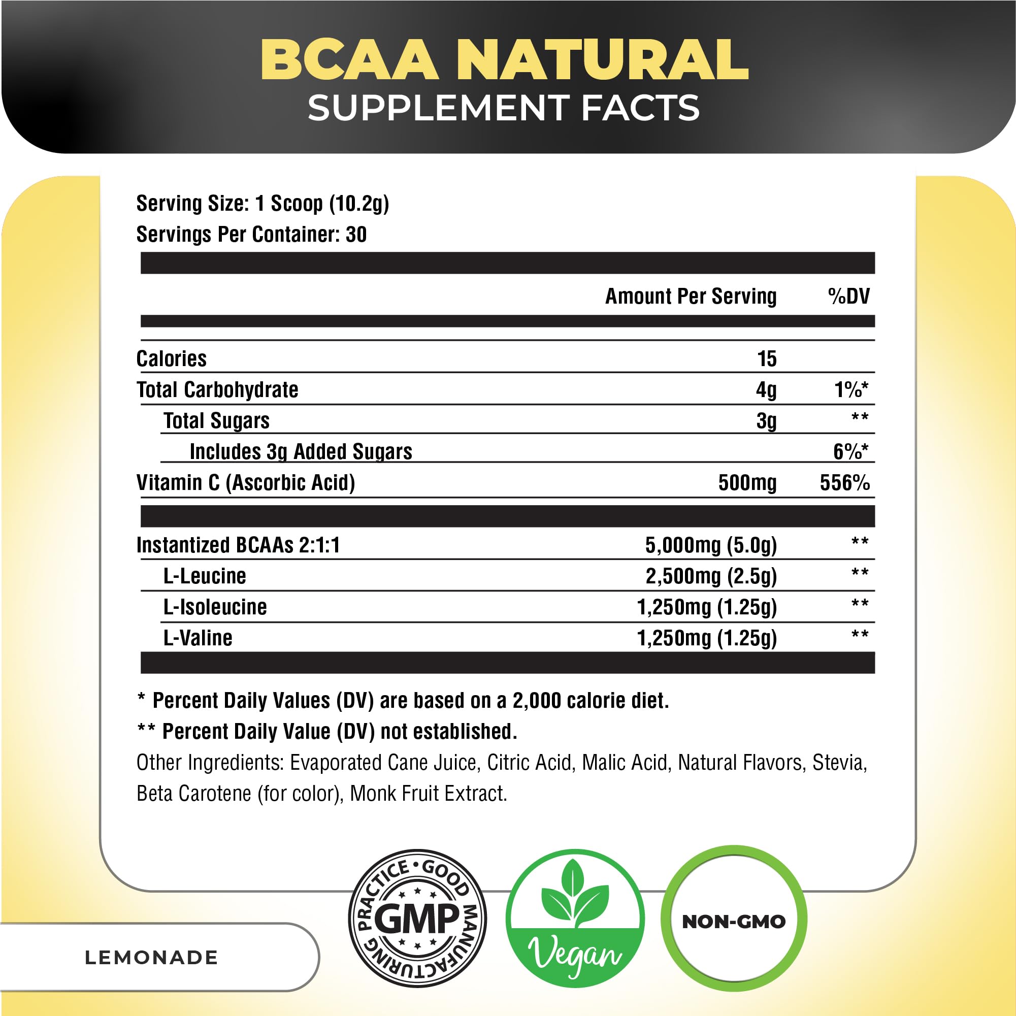 Nutrology BCAA powder scoop measuring 5 g BCAAs per serving.