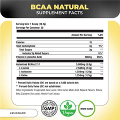 Nutrology BCAA powder scoop measuring 5 g BCAAs per serving.