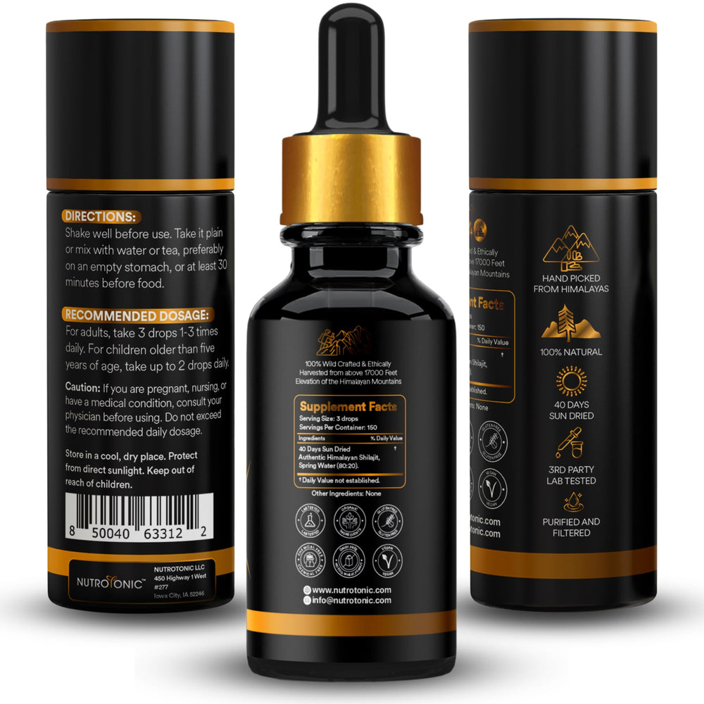 NutroTonic Shilajit drops daily-use bottle supports consistent routines