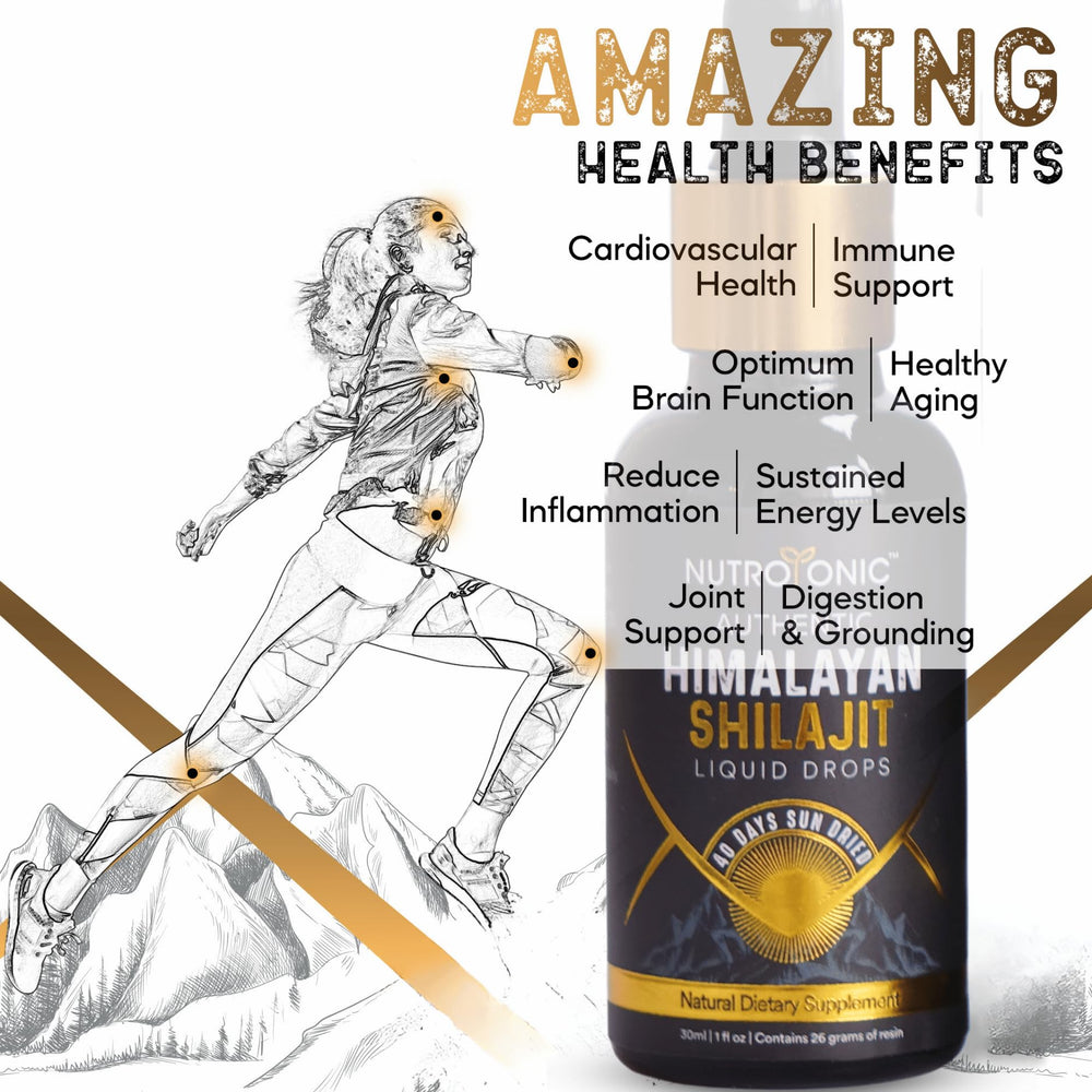 NutroTonic Authentic Himalayan Shilajit Liquid Drops - 60 Days Sun-Dri ...