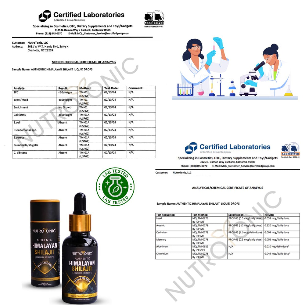 NutroTonic Shilajit drops label details show full product information