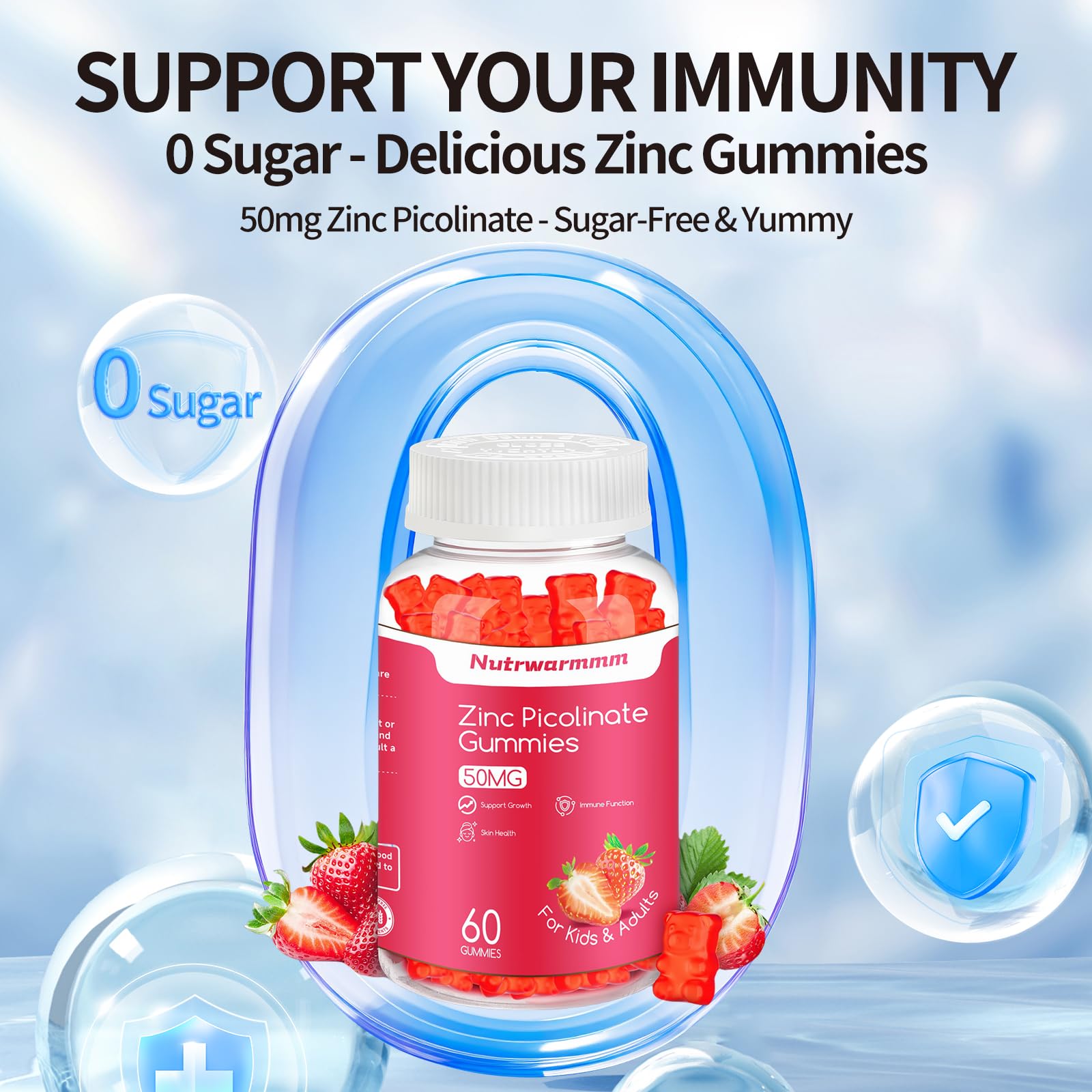 Nutrwarmmm gummies close-up highlighting strawberry flavor and chewy texture