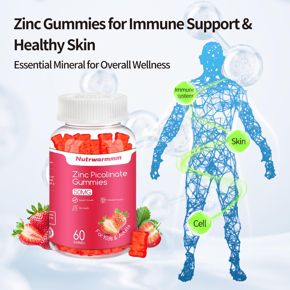 Nutrwarmmm Zinc Picolinate bottle label displaying 50 mg dosage