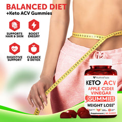 NuttraFaza Keto ACV Gummies closeup highlighting chewy texture for digestion support.