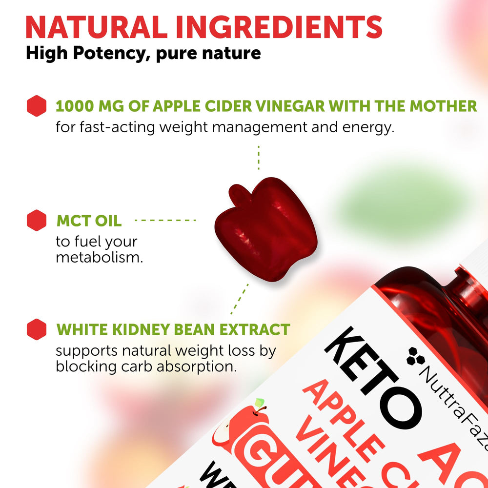 NuttraFaza Keto ACV Gummies ingredients showing ACV, beet, and pomegranate.