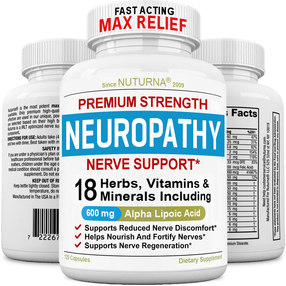 Nuturna Neuropathy Support bottle front view for daily nerve comfort.