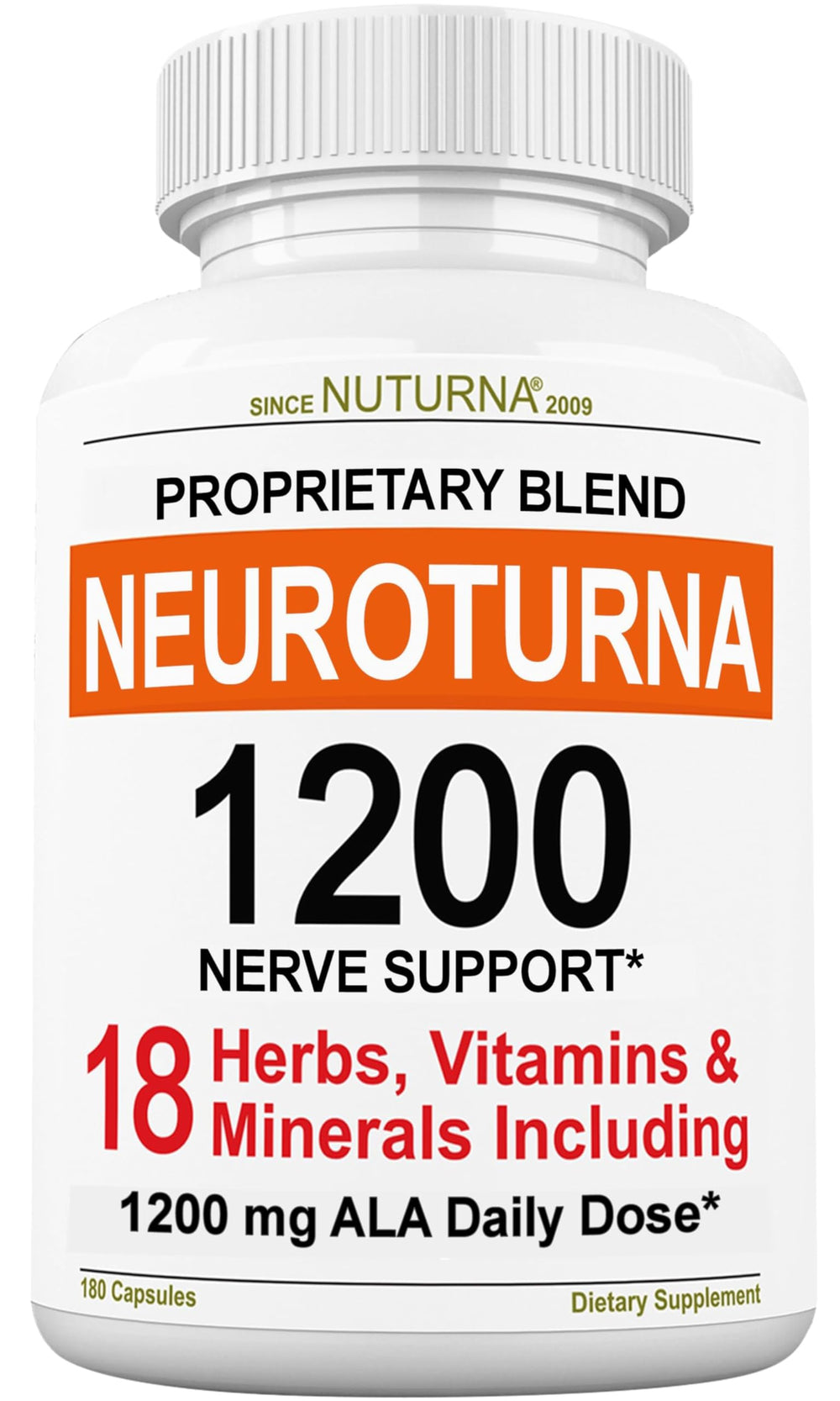 Nuturna Neuropathy Support bottle front view with easy capsules for daily nerve comfort.