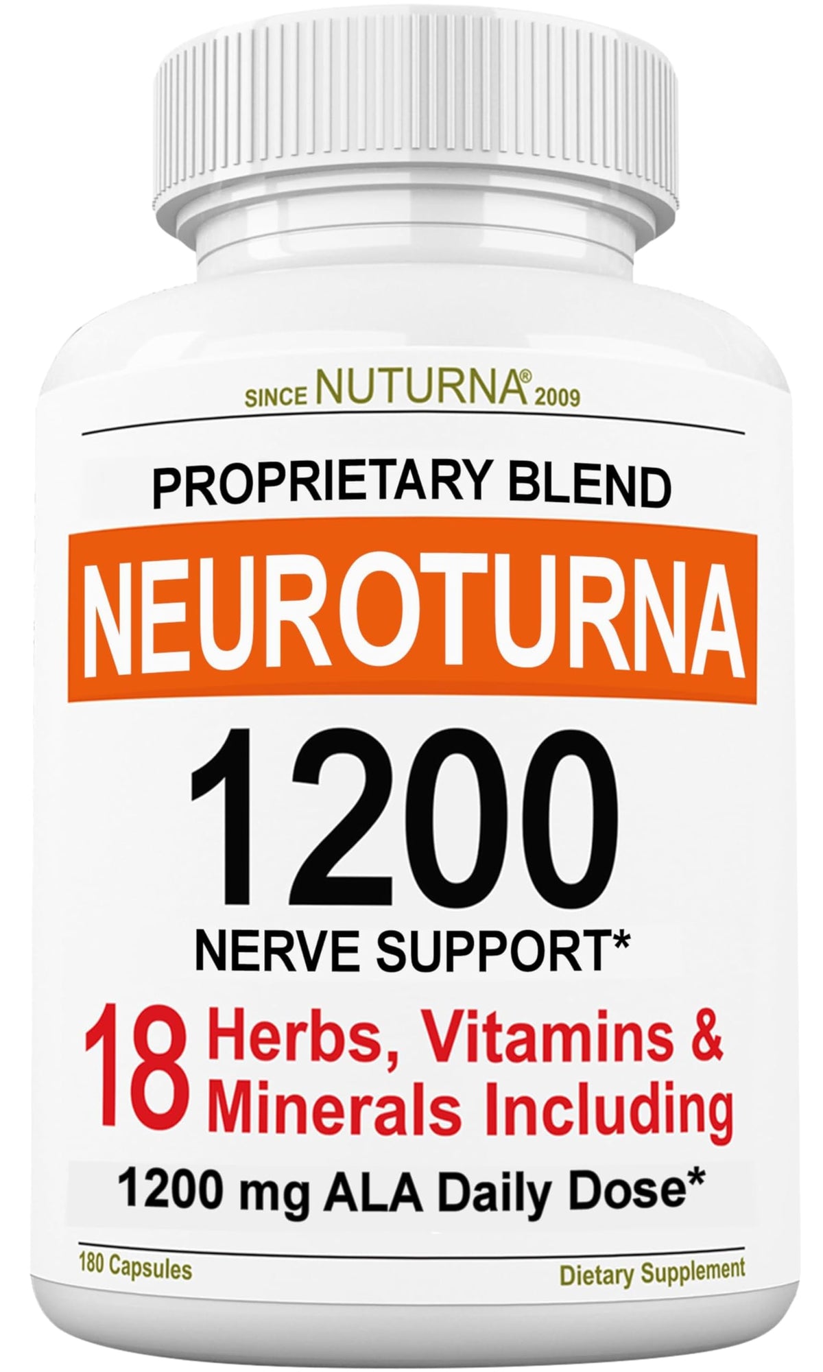 Nuturna Neuropathy Support bottle front view with easy capsules for daily nerve comfort.
