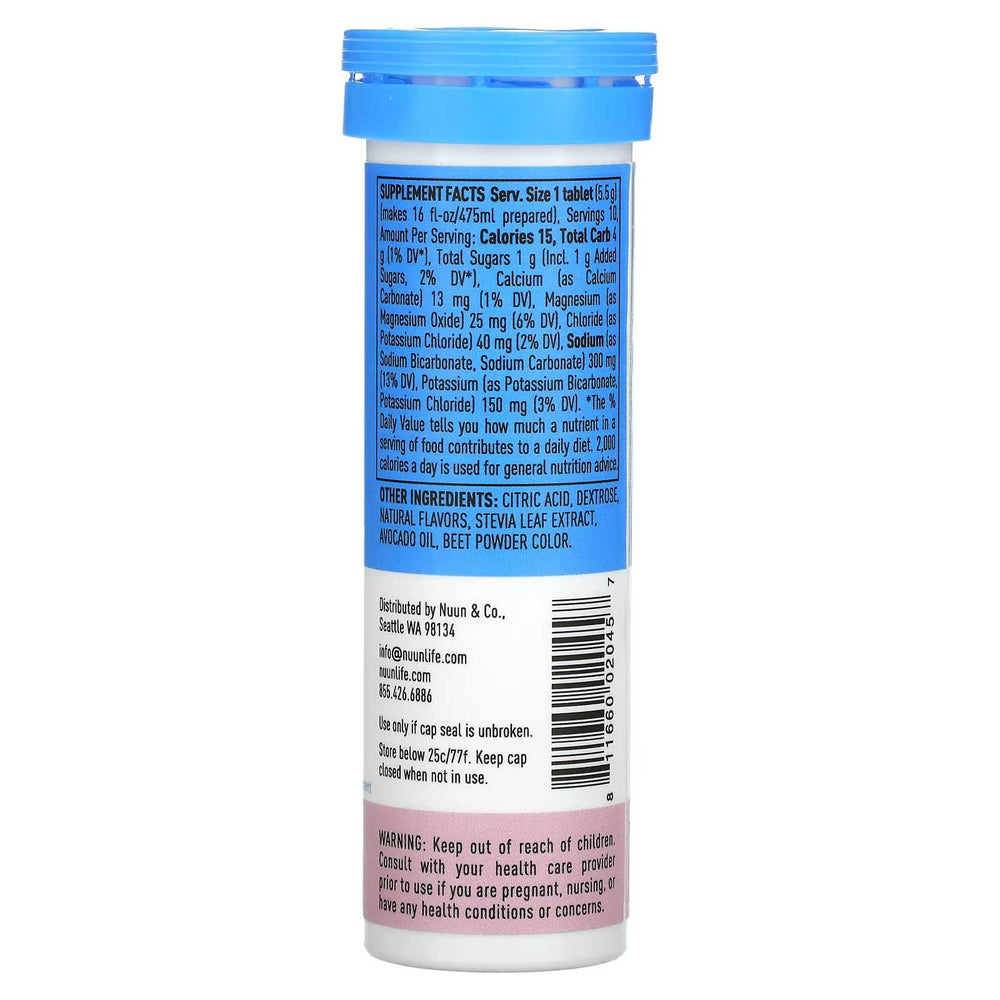 Nuun Active Strawberry Lemonade tablets dissolving in water for refreshing electrolyte hydration.