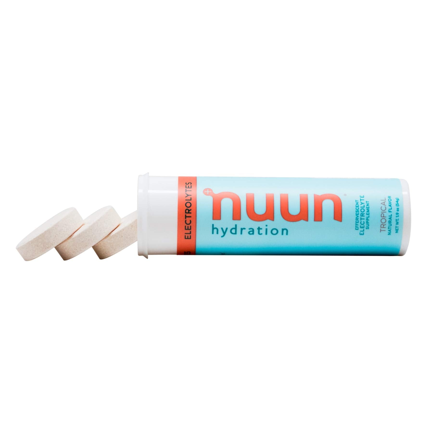 Outdoor use of Nuun Active Tropical Fruit tabs during a workout.