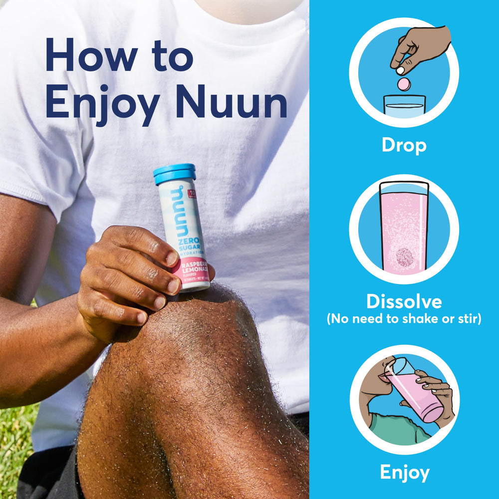 Nuun Energy Berry Blast label closeup highlights ingredients and clean energy blend