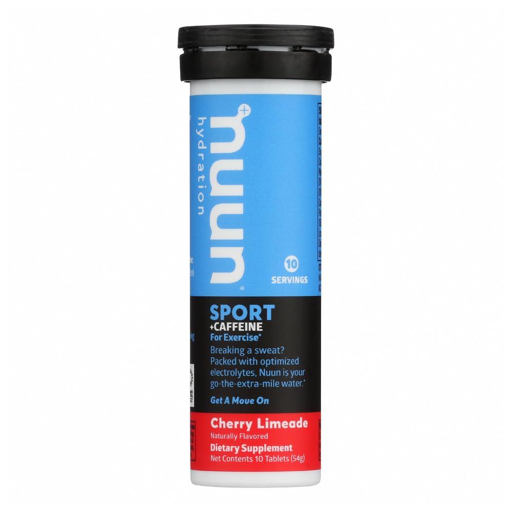 Nuun Energy Cherry Limeade tubes shown from the front for portable hydration.