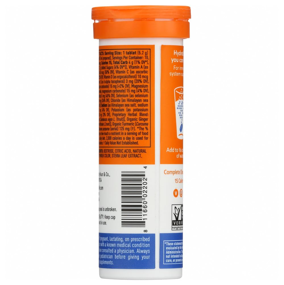 Nuun Immunity dissolving in water releases blueberry-tangerine flavor