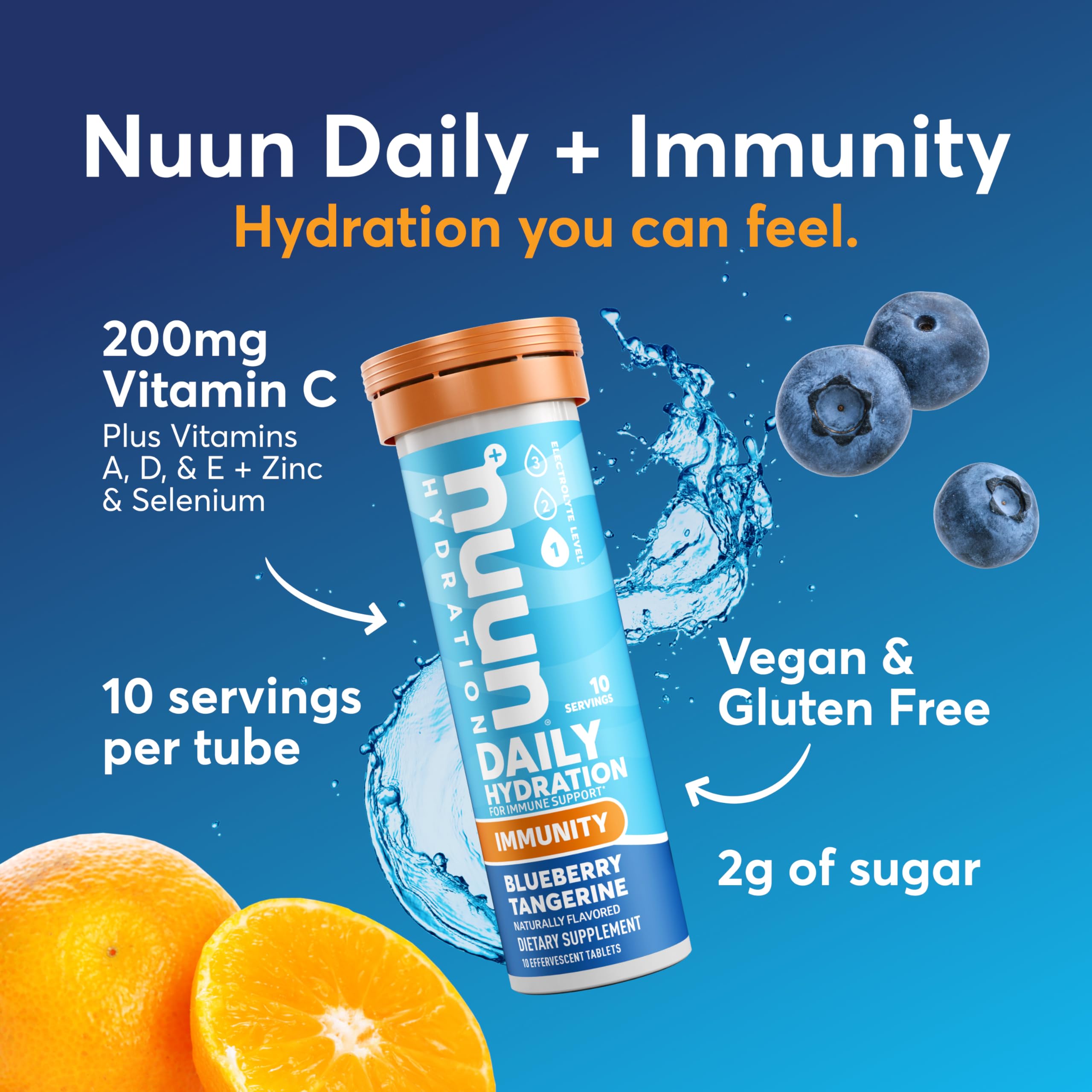 Nuun Immunity dissolving tablet in 16 oz water with light fizz