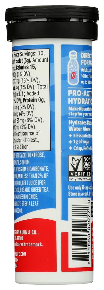 Front packaging of Nuun Sport highlights electrolyte focus.