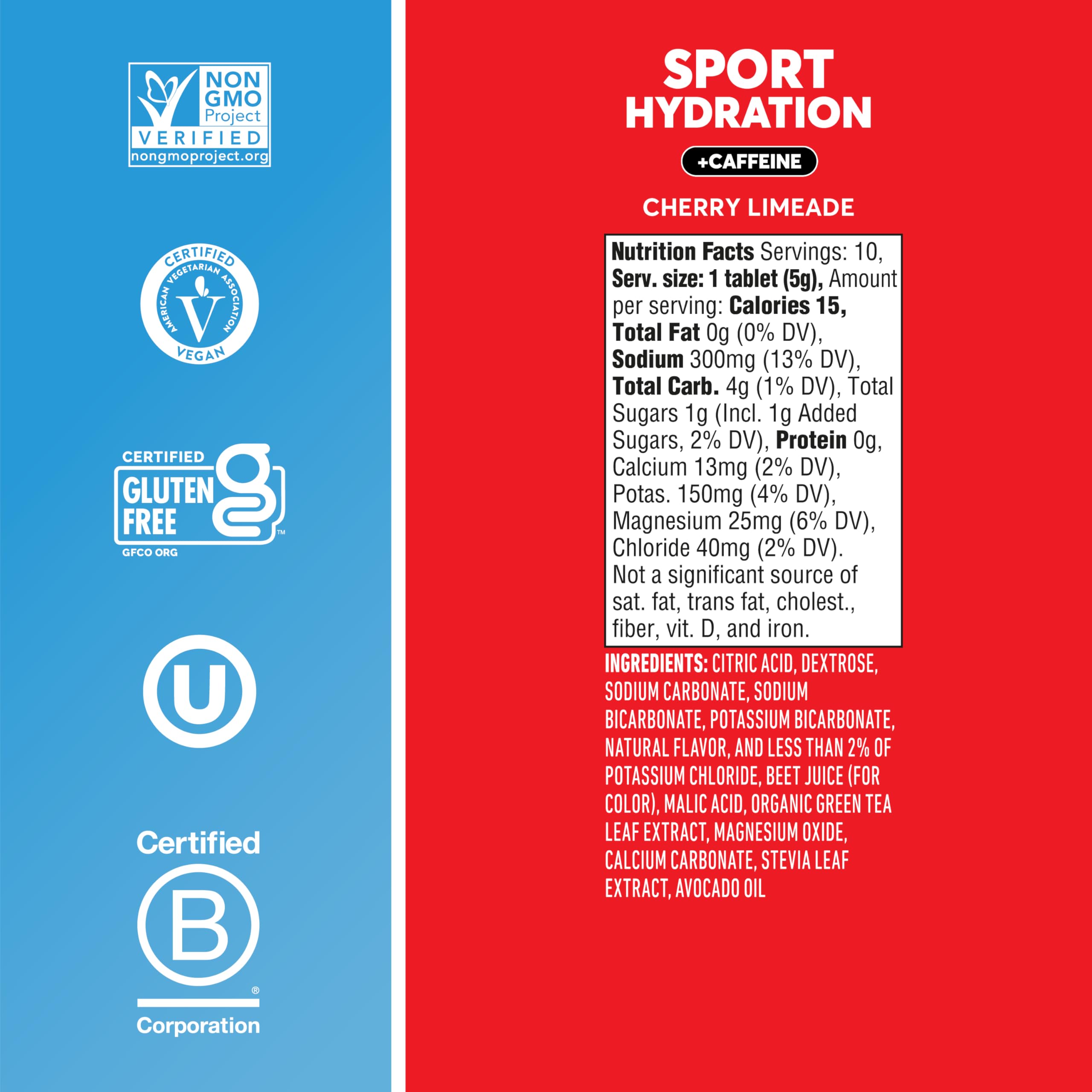Nuun Sport packaging highlighting vegan, gluten-free hydration option.