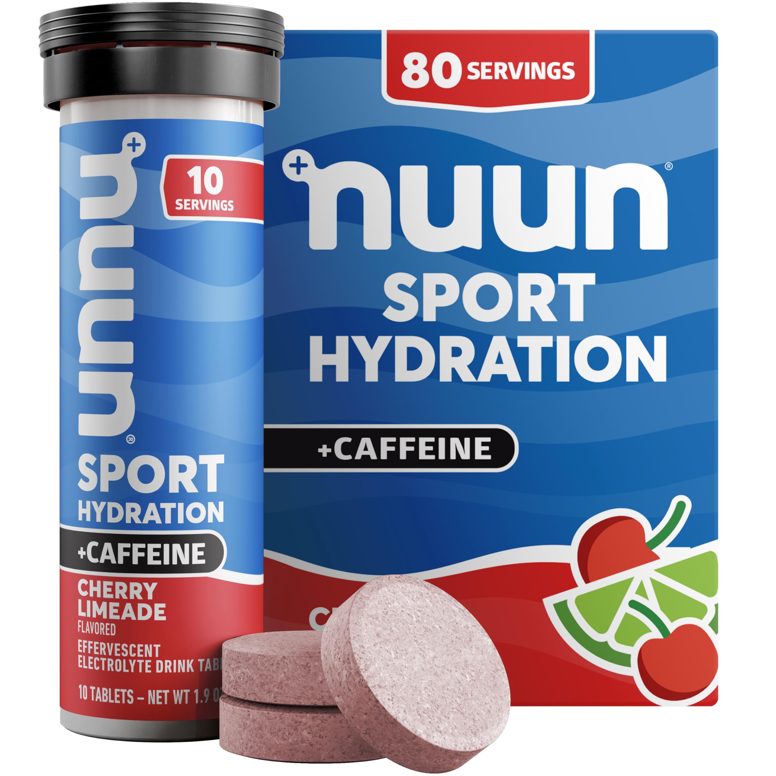 Nuun Sport Caffeine Cherry Limeade tube for on-the-go hydration.