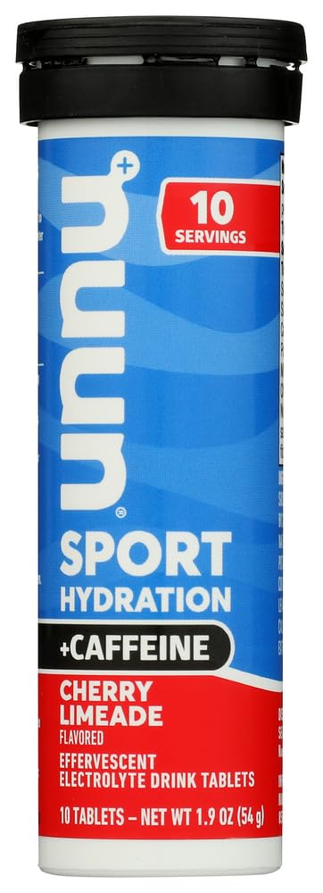 Nuun Sport Caffeine Cherry Limeade tube ready for on-the-go hydration.