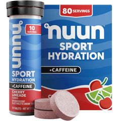 Nuun Sport Caffeine Cherry Limeade tube for on-the-go hydration.