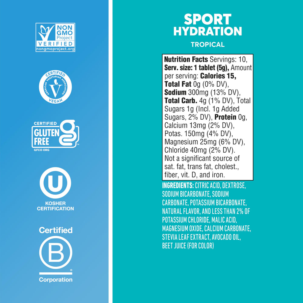 Nuun Sport Tropical flavor close-up with vibrant tropical notes.