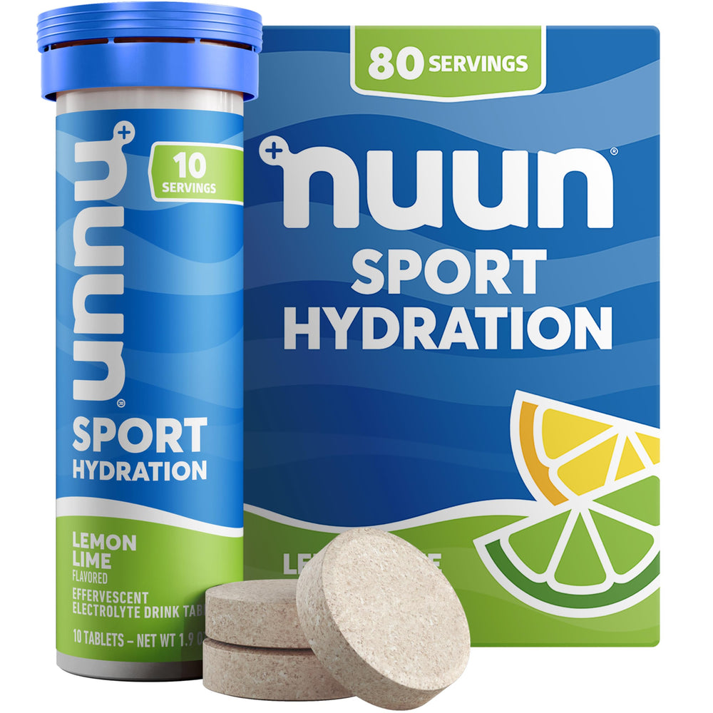 Nuun Sport Lemon Lime tablet dissolving in water for refreshing electrolyte hydration