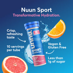 Nuun Sport tablets fizzing in a glass to illustrate rapid hydration after workouts