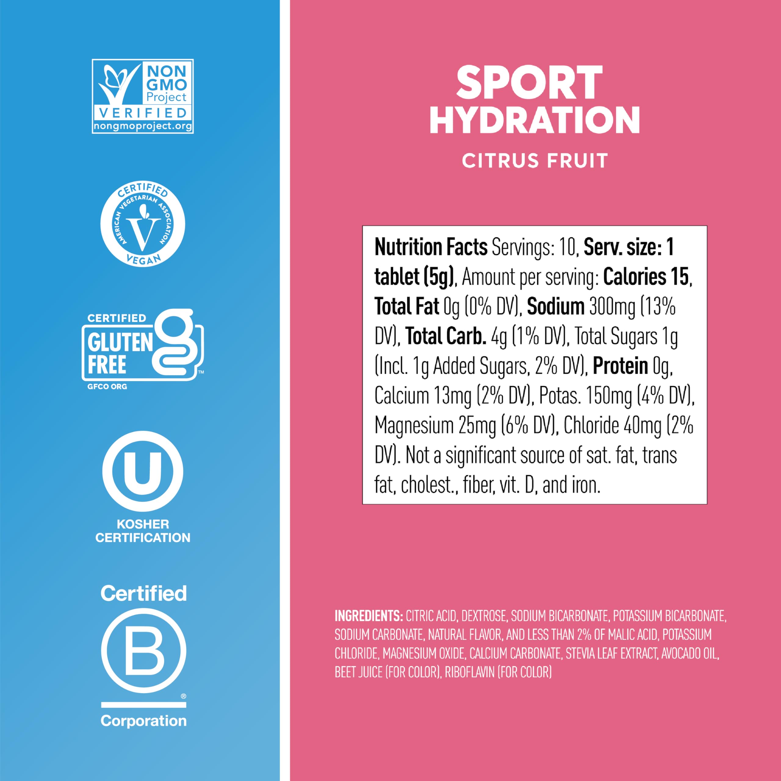 Nuun Sport tablets in a glass showing clean ingredients for hydration