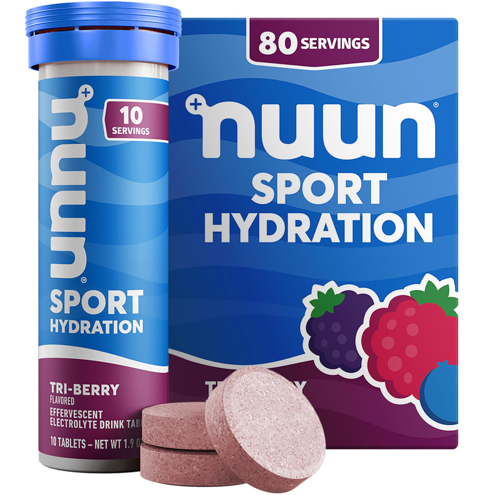 Nuun Tri-Berry tube close-up for on-the-go hydration.