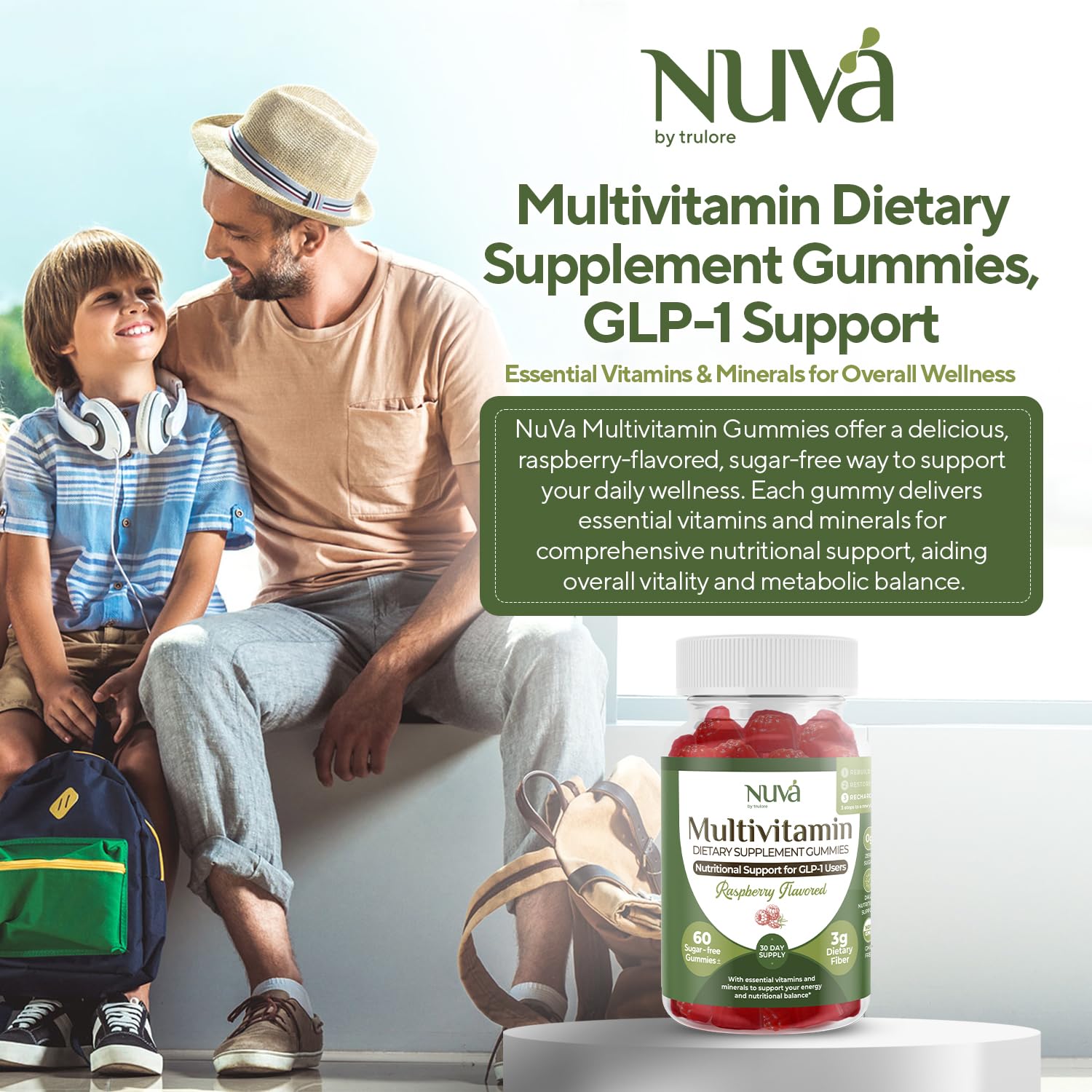 Close-up of NuVa GLP-1 raspberry gummies, sugar-free and tasty.
