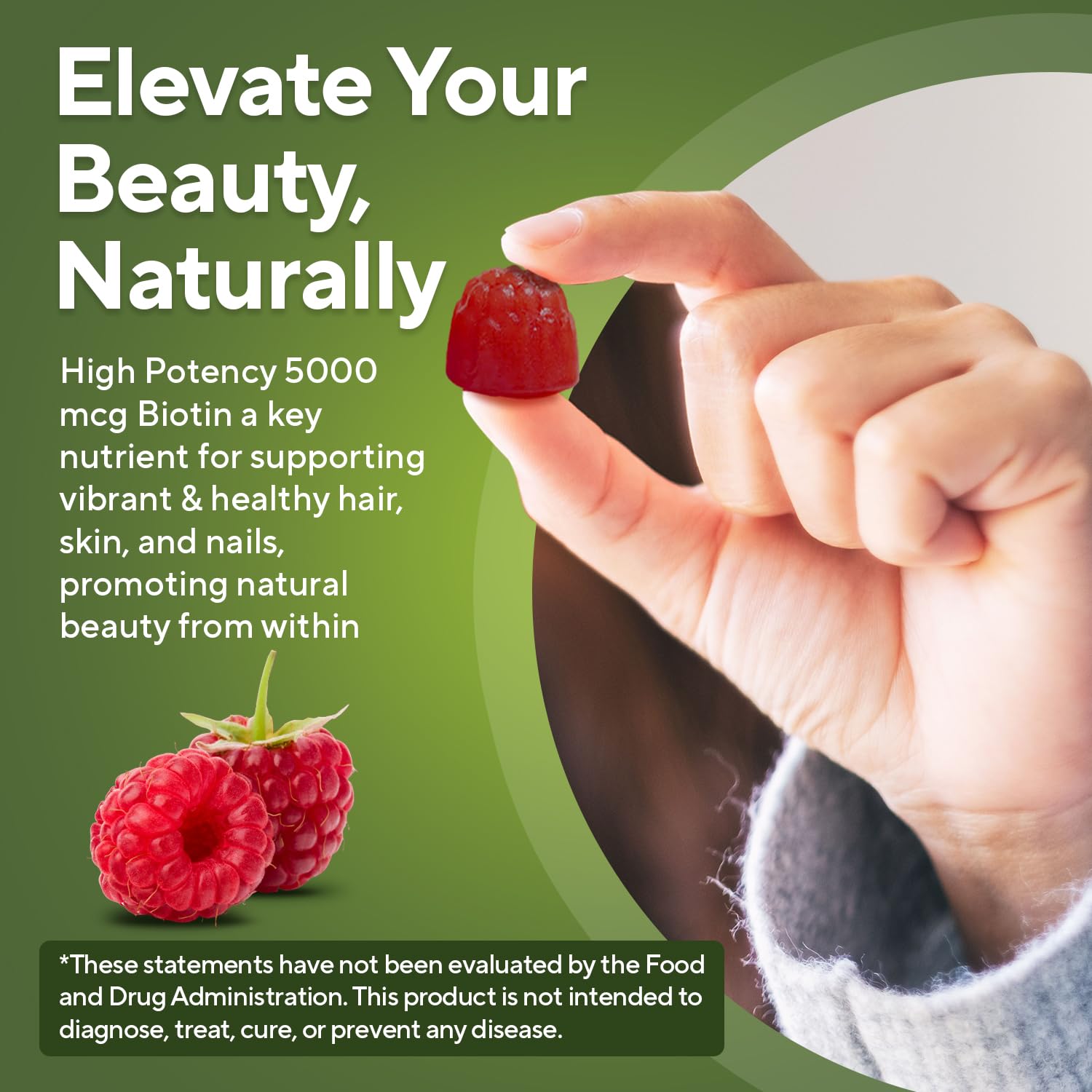 Nutrition panel shows 60 gummies per bottle for a 30-day supply.