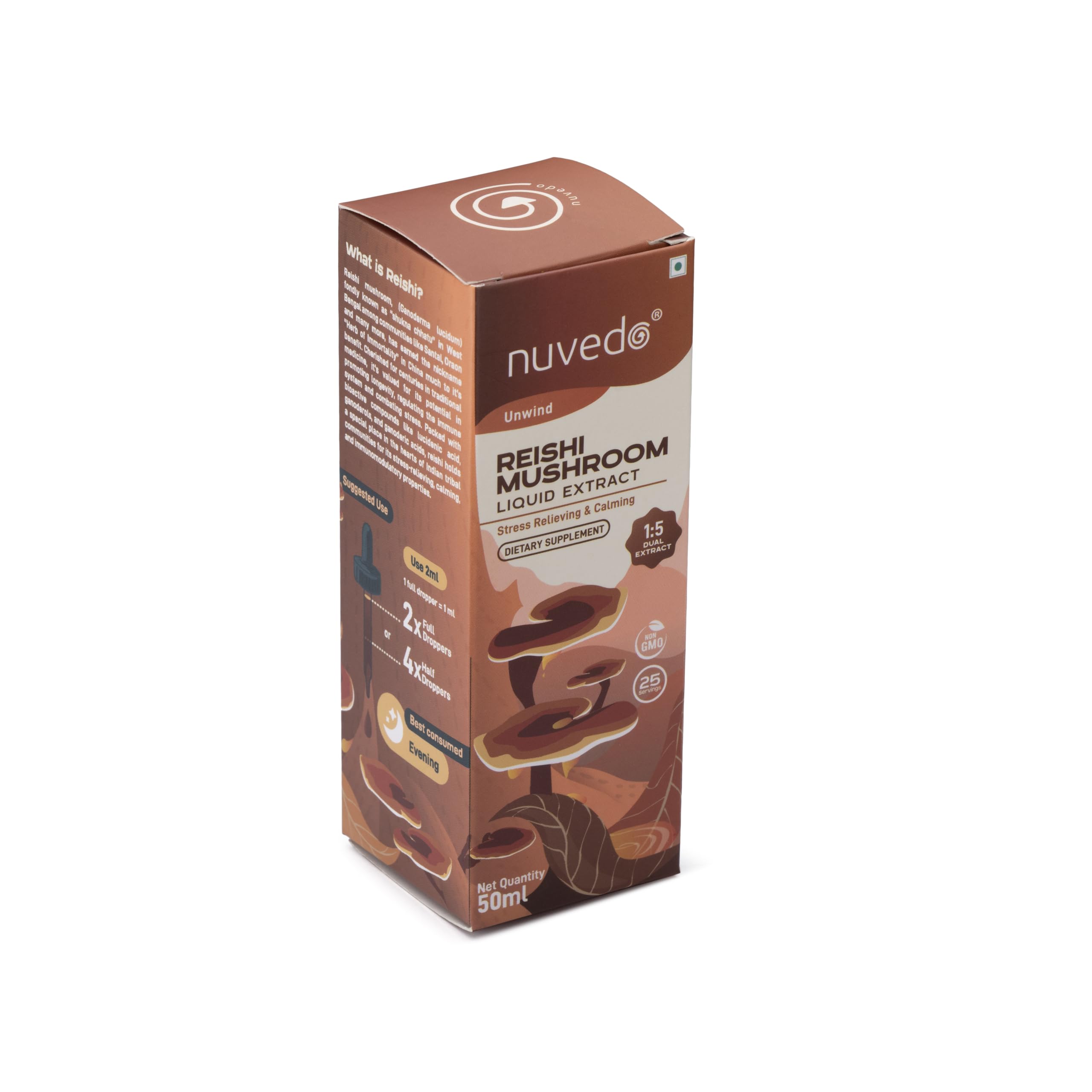 Nuvedo Reishi dual-extract formula close-up.