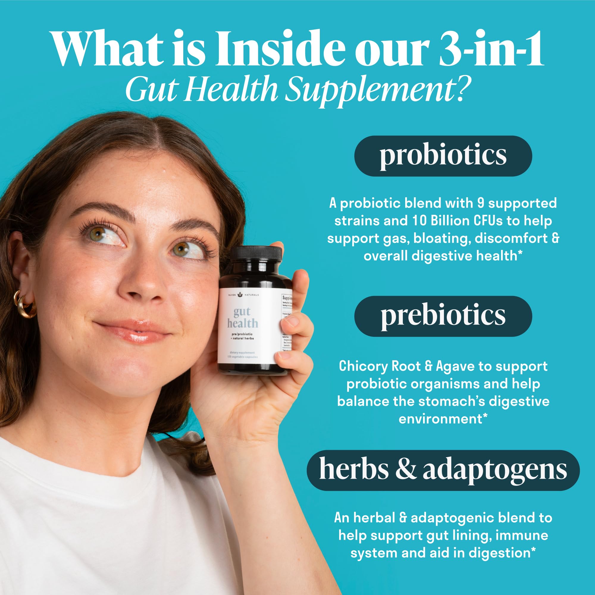 Nuven Naturals adaptogen blend for gut resilience and stress-related support