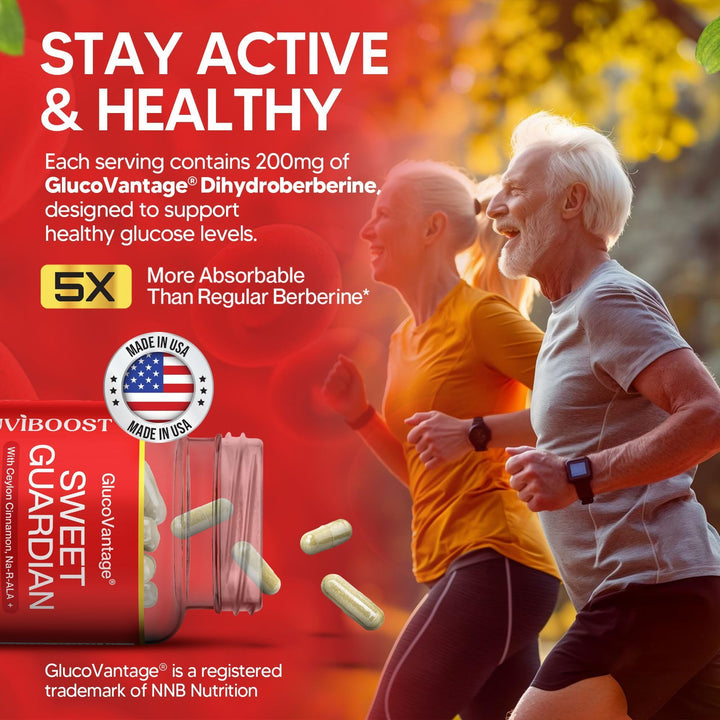 NUVIBOOST GlucoVantage capsules shown for easy twice-daily use.