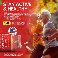 NUVIBOOST GlucoVantage capsules shown for easy twice-daily use.